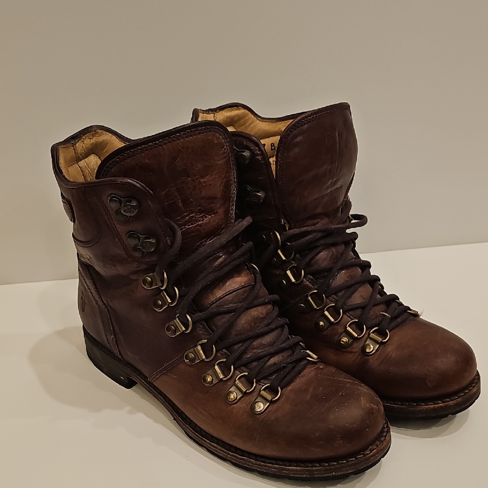 Women's Frye Dark Brown Leather Lace Up Hiking Boots Size 7B